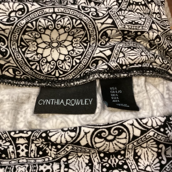 Cynthia Rowley Black & White Print Long Maxi Skirt Size L - Picture 3 of 4